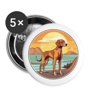Cretan Hound Dog Breed Cartoon Kawaii Clipart Dog - Buttons large 2.2''/56 mm (5-pack) - white - Front