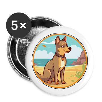 Tchécoslovaque Vlcak Chien Race Dessin Animé Kawaii Chien - Lot de 5 grands badges (56 mm) - blanc - Devant