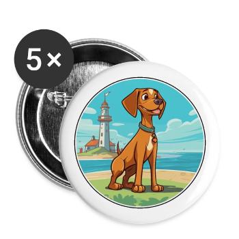 Dänisch Broholmer Hund Rasse Cartoon Kawaii Clipart - Buttons groß 56 mm (5er Pack) - Weiß - Vorne