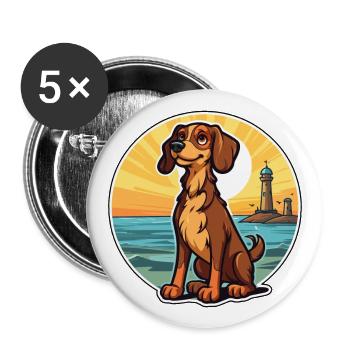 Deutscher Wachtelhund Race de chien Cartoon Kawaii Dog - Lot de 5 grands badges (56 mm) - blanc - Devant