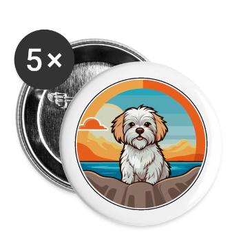 Dandie Dinmont Terrier Dog Breed Cartoon Kawaii - Buttons large 2.2''/56 mm (5-pack) - white - Front