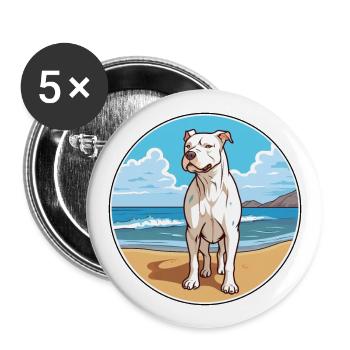 Dogue Argentino chien race Cartoon Kawaii Clipart - Lot de 5 grands badges (56 mm) - blanc - Devant