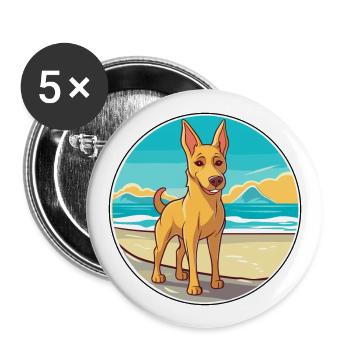 Dingo Hund Rasse Cartoon Kawaii Clipart Aquarell - Buttons groß 56 mm (5er Pack) - Weiß - Vorne
