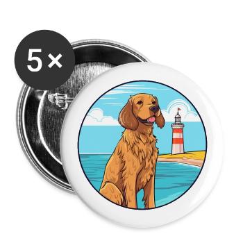 Fauve De Bretagne Dog Breed Cartoon Kawaii Clipart - Buttons large 2.2''/56 mm (5-pack) - white - Front
