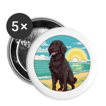 Plat Enduit Retriever Chien Race Cartoon Kawaii Chien - Lot de 5 grands badges (56 mm) - blanc - Devant