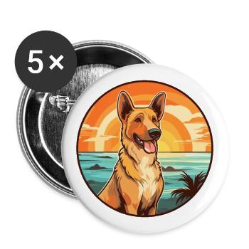 Race de chien de berger d’Europe de l’Est Cartoon Kawaii - Lot de 5 grands badges (56 mm) - blanc - Devant