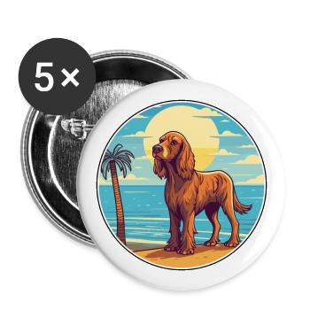 Cocker anglais épagneul chien race dessin animé kawaii - Lot de 5 grands badges (56 mm) - blanc - Devant