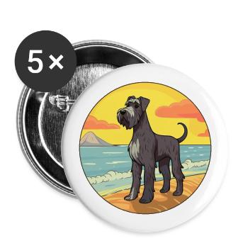 Giant Schnauzer Dog Breed Cartoon Kawaii Clipart - Buttons large 2.2''/56 mm (5-pack) - white - Front