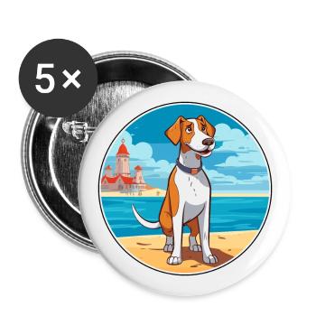 Grand Anglo Francais Dog Breed Cartoon Kawaii Dog - Buttons large 2.2''/56 mm (5-pack) - white - Front