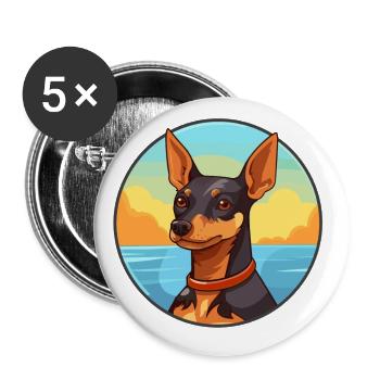 English Toy Terrier Dog Breed Cartoon Kawaii Dog - Buttons large 2.2''/56 mm (5-pack) - white - Front