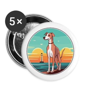 Englisch whippet Hund Rasse Cartoon Kawaii Clipart - Buttons groß 56 mm (5er Pack) - Weiß - Vorne