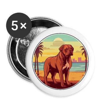 Französische Bordeaux Mastiff Hunderasse Cartoon Kawaii - Buttons groß 56 mm (5er Pack) - Weiß - Vorne