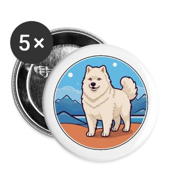 Greenland Dog Breed Cartoon Kawaii Clipart Dog Pet - Buttons large 2.2''/56 mm (5-pack) - white - Front