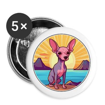 Inka Haarloser Hund Rasse Cartoon Kawaii Clipart Hund - Buttons groß 56 mm (5er Pack) - Weiß - Vorne