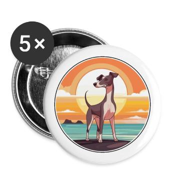 Italienisch Windhund Hund Rasse Cartoon Kawaii Clipart - Buttons groß 56 mm (5er Pack) - Weiß - Vorne