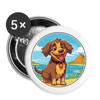 Kai Ken Dog Breed Cartoon Kawaii Clipart Dog Pet - Buttons large 2.2''/56 mm (5-pack) - white - Front