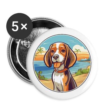 Kerry Beagle Dog Breed Cartoon Kawaii Clipart Dog - Buttons large 2.2''/56 mm (5-pack) - white - Front