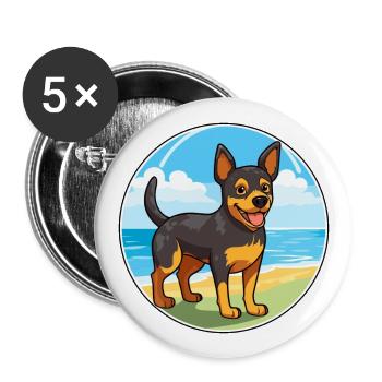 Lancashire Heeler Dog Breed Cartoon Kawaii Clipart - Buttons large 2.2''/56 mm (5-pack) - white - Front
