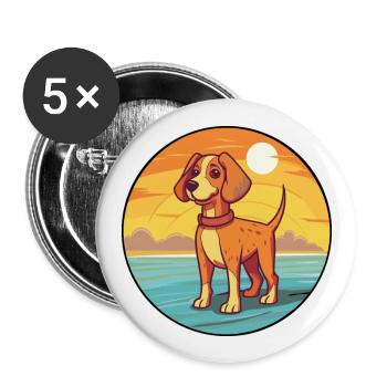 Laufhund Hund Rasse Cartoon Kawaii Clipart Hund Haustier - Buttons groß 56 mm (5er Pack) - Weiß - Vorne