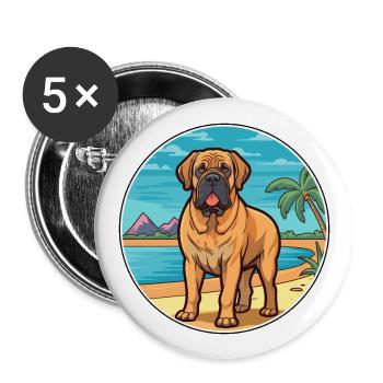 Majorque Mastiff chien race Cartoon Kawaii Clipart - Lot de 5 grands badges (56 mm) - blanc - Devant