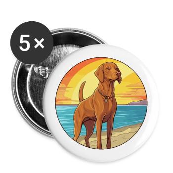 Hongrois Vizsla chien race Cartoon Kawaii Clipart - Lot de 5 grands badges (56 mm) - blanc - Devant