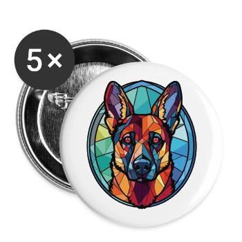 Shepherd Bullet Dog Colorful Watercolor Animal - Buttons large 2.2''/56 mm (5-pack) - white - Front