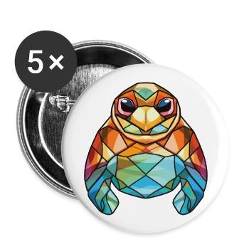 Turtle Colorful Watercolor Animal Pet Illustration - Buttons large 2.2''/56 mm (5-pack) - white - Front