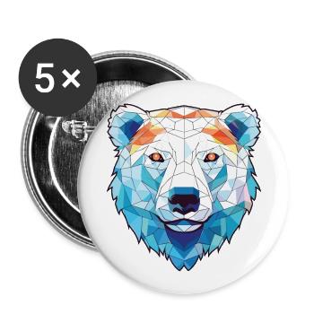 Eisbär Buntes Aquarell Tier Illustration - Buttons groß 56 mm (5er Pack) - Weiß - Vorne