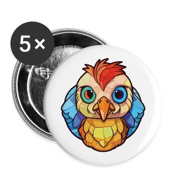 Bébé Poulet Aquarelle Colorée Animal Cartoon - Lot de 5 grands badges (56 mm) - blanc - Devant