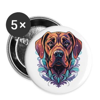 Rhodesian Ridgeback Dog Colorful Watercolor Pet - Buttons large 2.2''/56 mm (5-pack) - white - Front