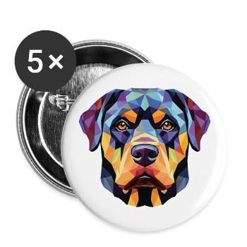 Rottweiler, Hund, Buntes, Aquarell, Tier, Cartoon - Buttons groß 56 mm (5er Pack) - Weiß - Vorne