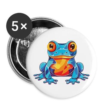 Frosch buntes Aquarell Tier Haustier Illustration - Buttons groß 56 mm (5er Pack) - Weiß - Vorne