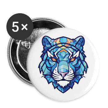 Bleu Aquatique Tigre Aquarelle Colorée Animal de compagnie - Lot de 5 grands badges (56 mm) - blanc - Devant