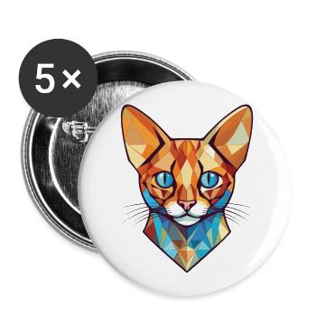 Bengal Katze bunte Aquarell Tier Illustration - Buttons groß 56 mm (5er Pack) - Weiß - Vorne