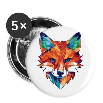Gelehrter Fuchs, farbenfroher Aquarell-Tier-Haustier-Cartoon - Buttons groß 56 mm (5er Pack) - Weiß - Vorne