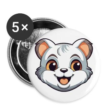 Baby Cat Cartoon Watercolor Illustration - Buttons large 2.2''/56 mm (5-pack) - white - Front