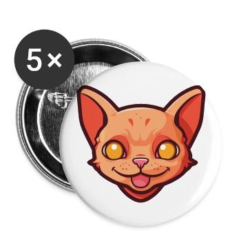 Red Devon Rex Cat Cartoon Watercolor Illustration - Buttons large 2.2''/56 mm (5-pack) - white - Front