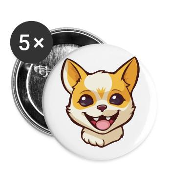 Minskin Katze Cartoon Aquarell Illustration - Buttons groß 56 mm (5er Pack) - Weiß - Vorne
