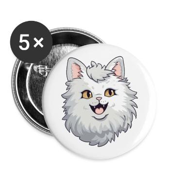 Laperm Katze Karikatur Aquarell Illustration - Buttons groß 56 mm (5er Pack) - Weiß - Vorne
