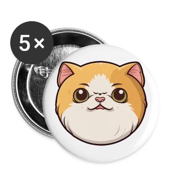 Chat exotique à poil court dessin animé aquarelle Clipart - Lot de 5 grands badges (56 mm) - blanc - Devant