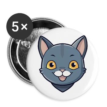 Korat chat coloré dessin animé aquarelle illustration - Lot de 5 grands badges (56 mm) - blanc - Devant