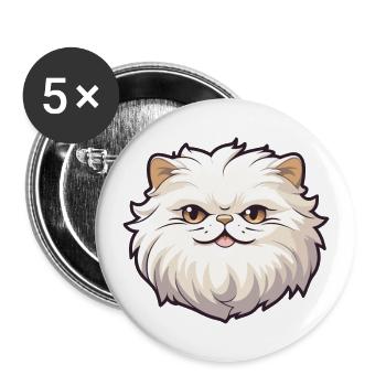British Longhair Cat Cartoon Watercolor Clipart - Buttons large 2.2''/56 mm (5-pack) - white - Front