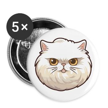 Colorpoint Persian Cat Cartoon Watercolor Clipart - Buttons large 2.2''/56 mm (5-pack) - white - Front