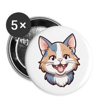 Verdünnte Calico-Katze Cartoon-Aquarell-Illustration - Buttons groß 56 mm (5er Pack) - Weiß - Vorne