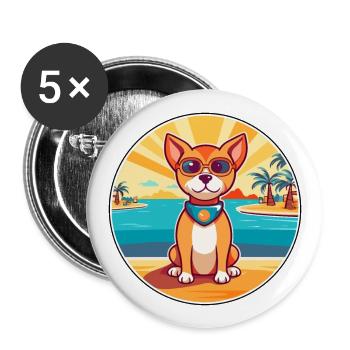 Perro de Presa Mallorquinische Hunderasse Cartoon Kawaii - Buttons groß 56 mm (5er Pack) - Weiß - Vorne
