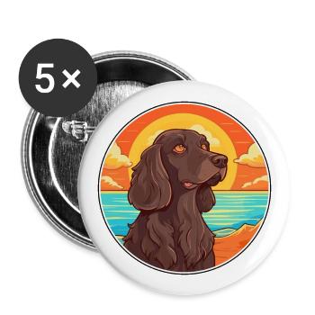 Picardy Spaniel Dog Breed Cartoon Kawaii Clipart - Buttons large 2.2''/56 mm (5-pack) - white - Front