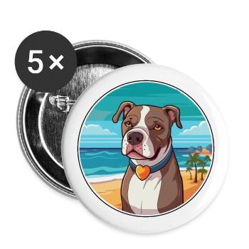 Pitbull Dog Breed Cartoon Kawaii Clipart Dog Pet - Buttons large 2.2''/56 mm (5-pack) - white - Front