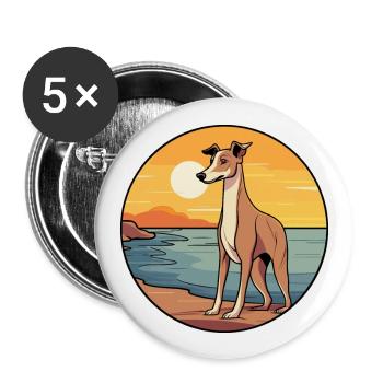 Polonais lévrier chien race Cartoon Kawaii Clipart - Lot de 5 grands badges (56 mm) - blanc - Devant
