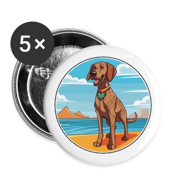 Plott Hound chien race dessin animé Kawaii Clipart chien - Lot de 5 grands badges (56 mm) - blanc - Devant