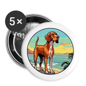 Vieux chien d’arrêt danois race Cartoon Kawaii chien - Lot de 5 grands badges (56 mm) - blanc - Devant